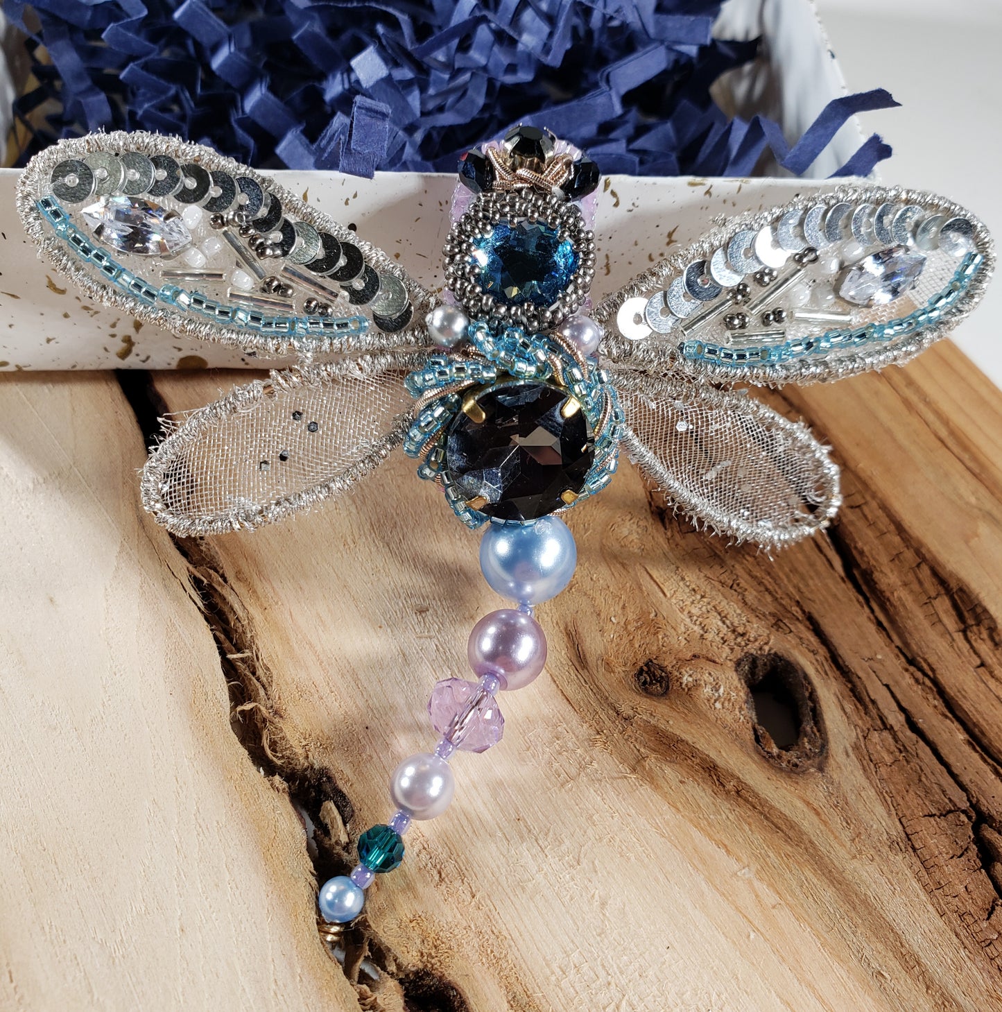 Dragonfly Beaded Embroidery Brooch