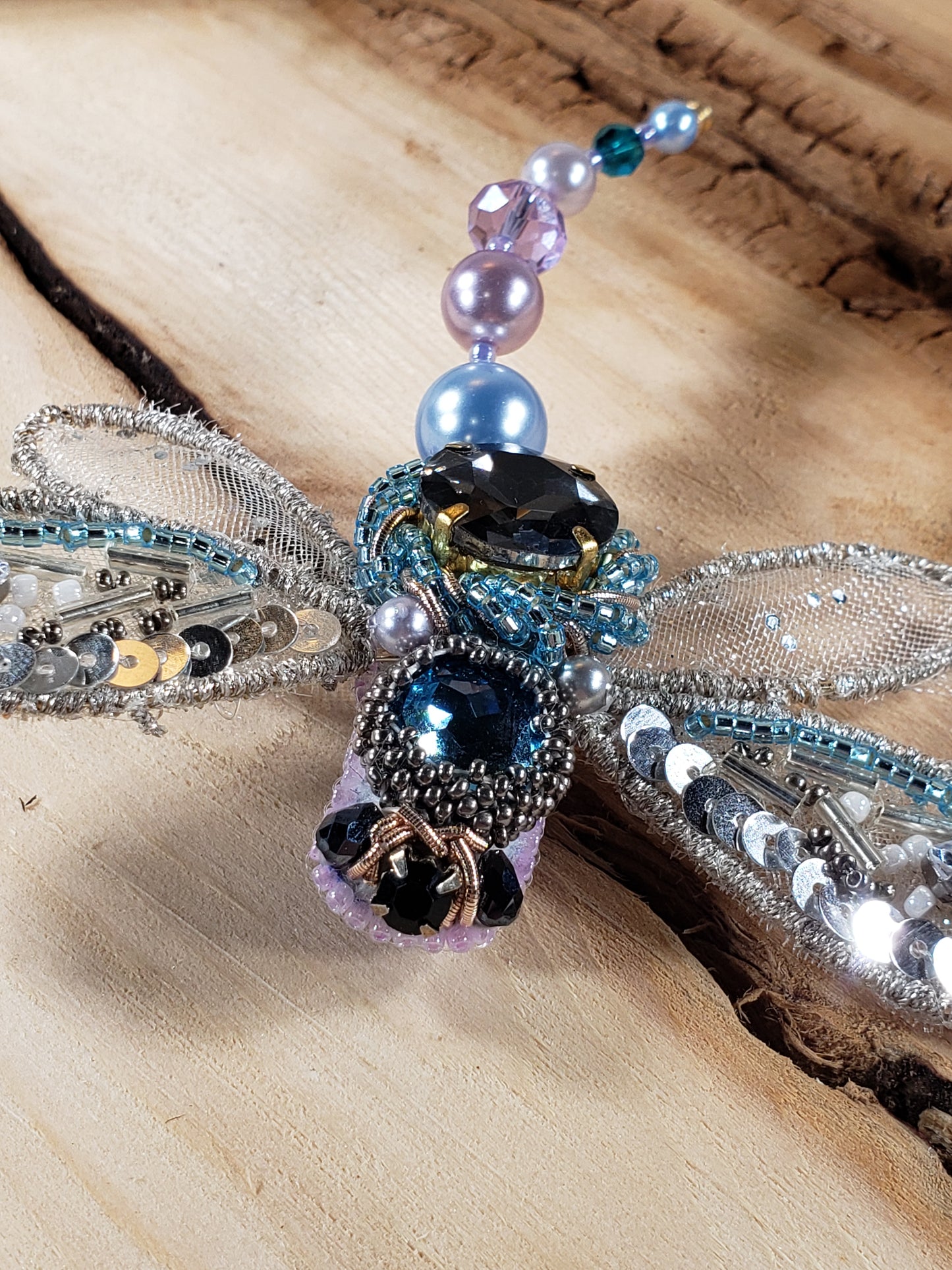 Dragonfly Beaded Embroidery Brooch