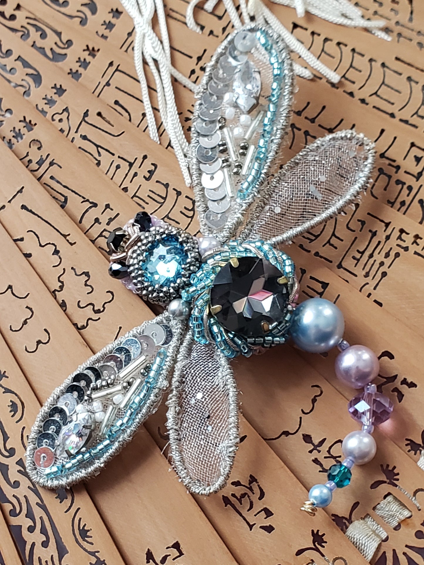 Dragonfly Beaded Embroidery Brooch