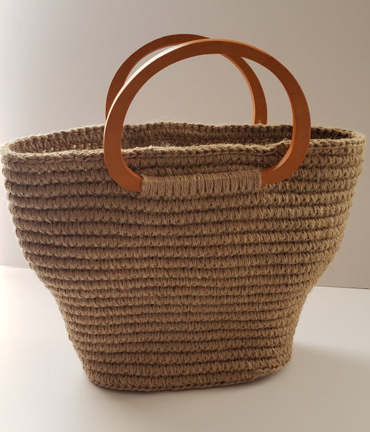 HANDWOVEN CROCHET JUTE BAG BASKET