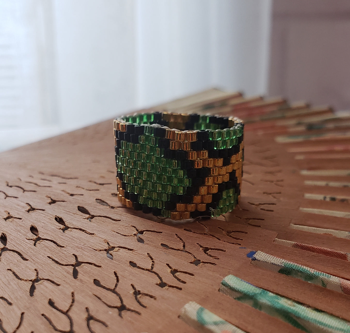 SNAKE SKIN BEADED RING