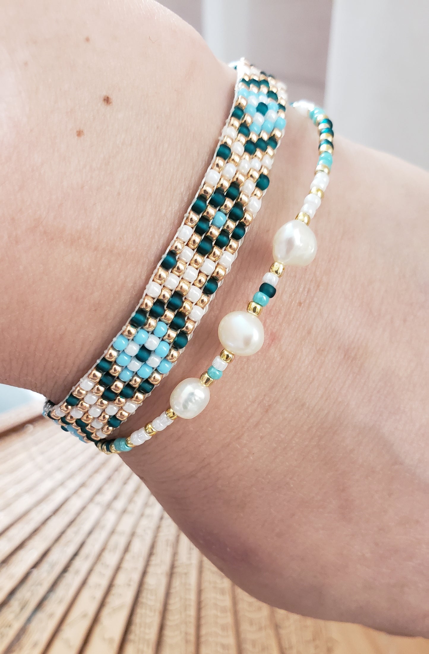 Geometric beaded bracelet