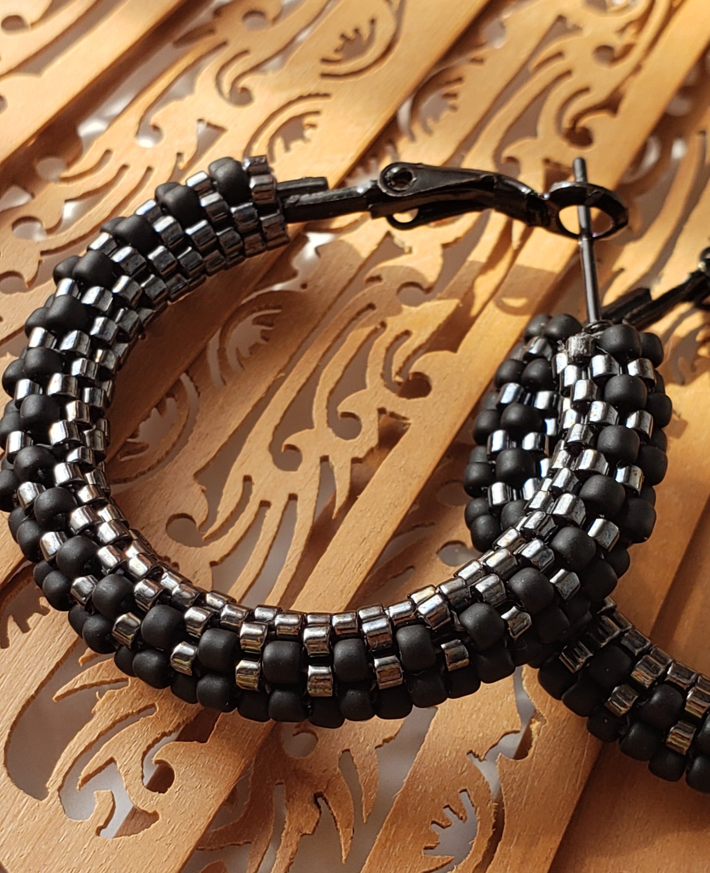 Fine Black Kongo Earrings Hoops