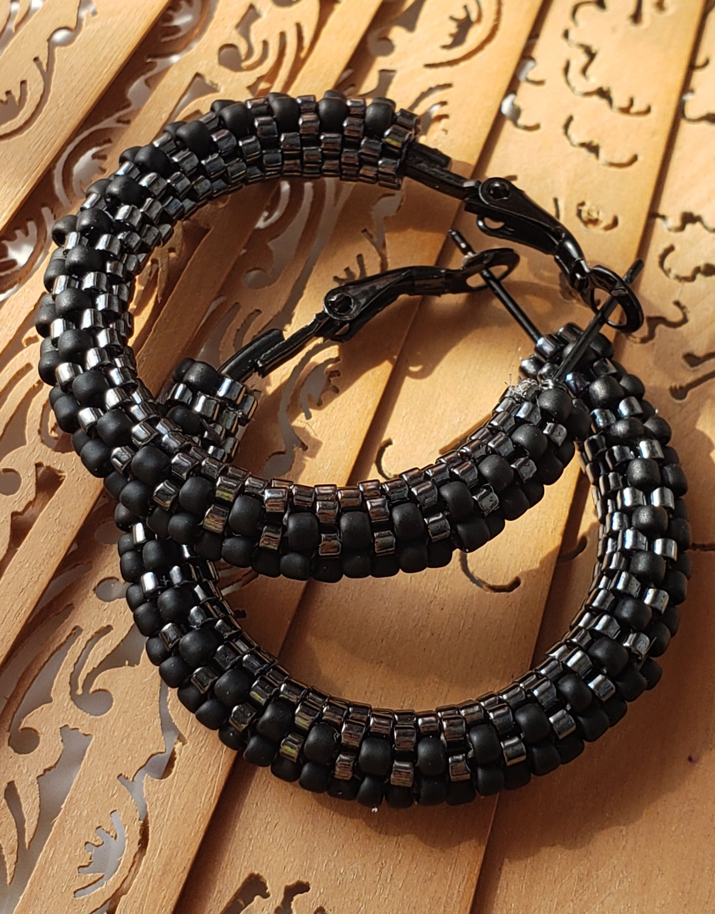 Fine Black Kongo Earrings Hoops