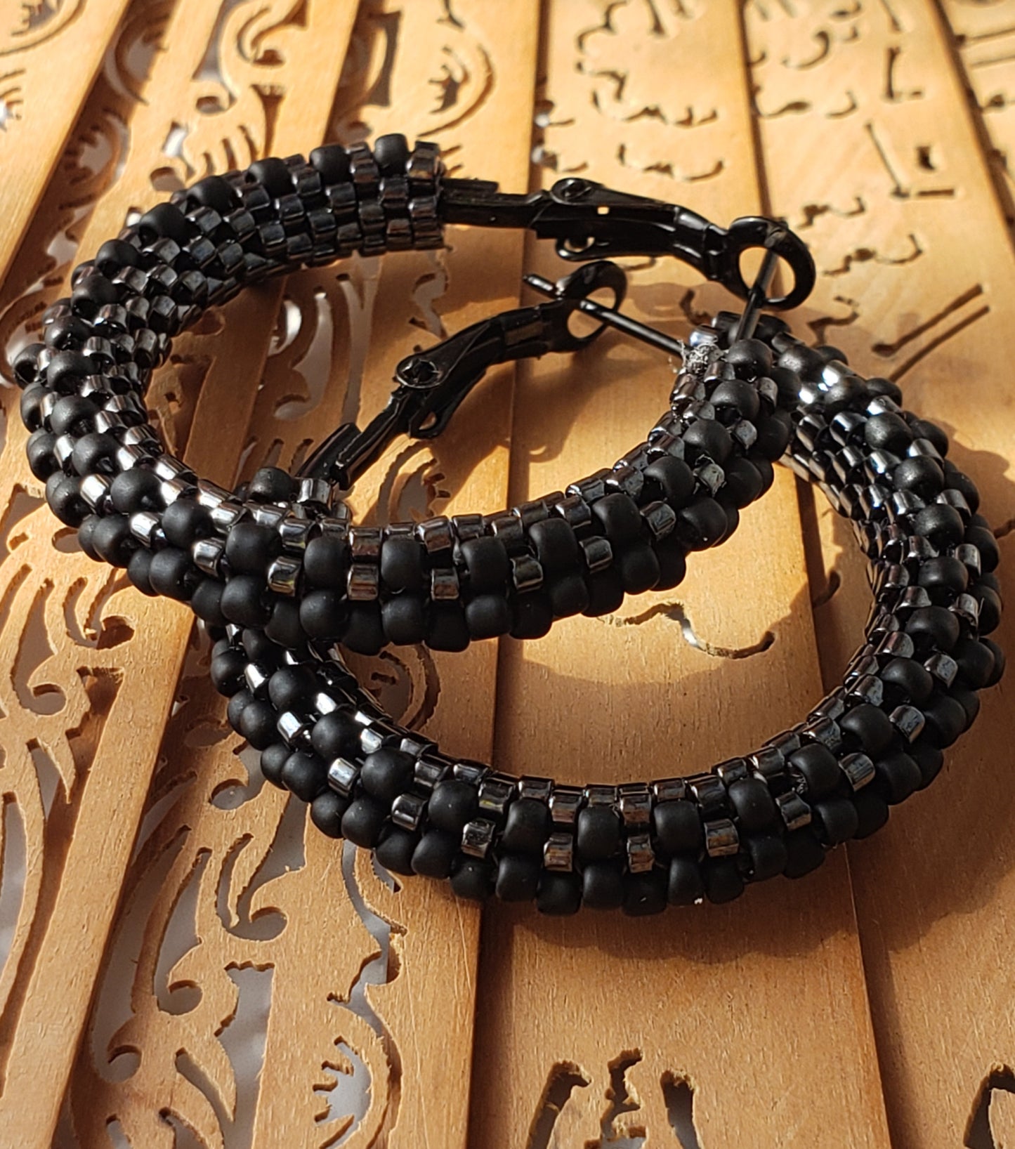 Fine Black Kongo Earrings Hoops